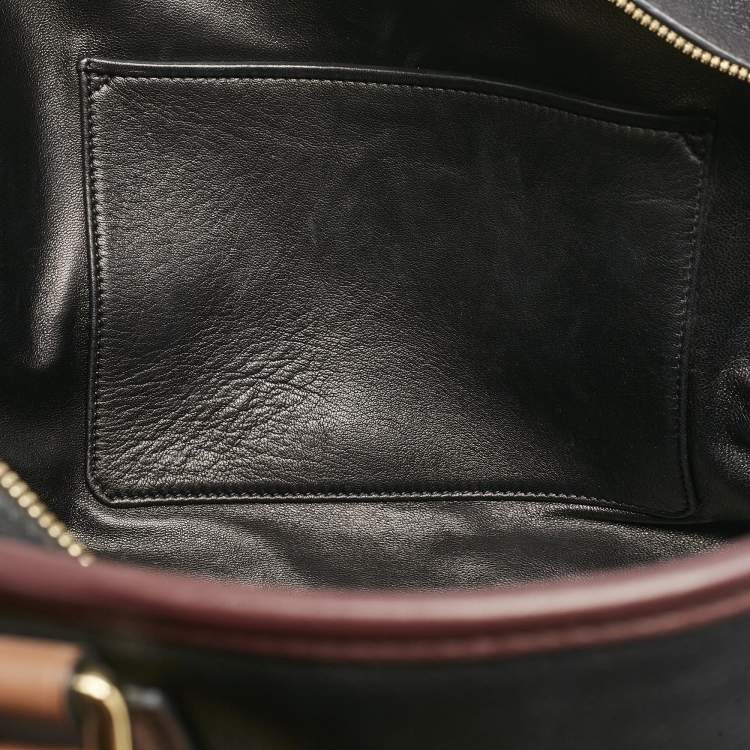 Pre Owned Loewe Black/Burgundy Leather Amazona 36 Satchel