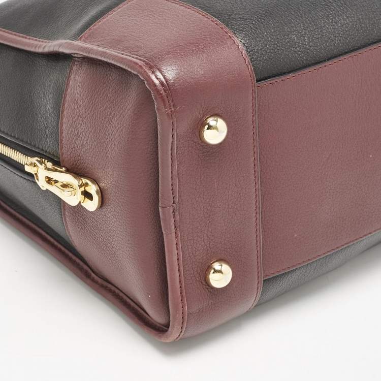 Pre Owned Loewe Black/Burgundy Leather Amazona 36 Satchel