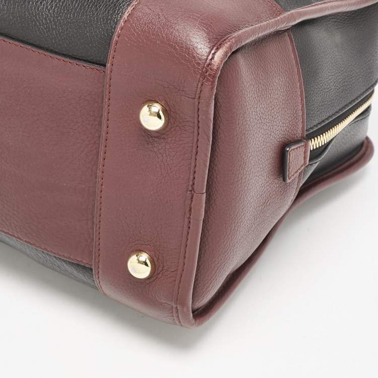 Pre Owned Loewe Black/Burgundy Leather Amazona 36 Satchel