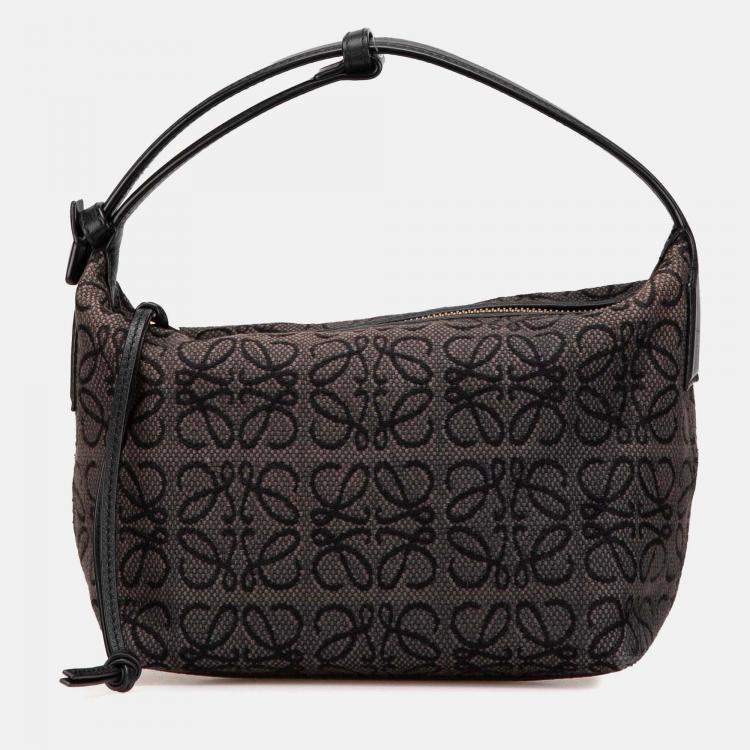 Pre Owned Loewe Brown Small Anagram Canvas Cubi Bag