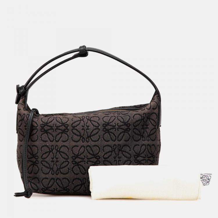 Pre Owned Loewe Brown Small Anagram Canvas Cubi Bag