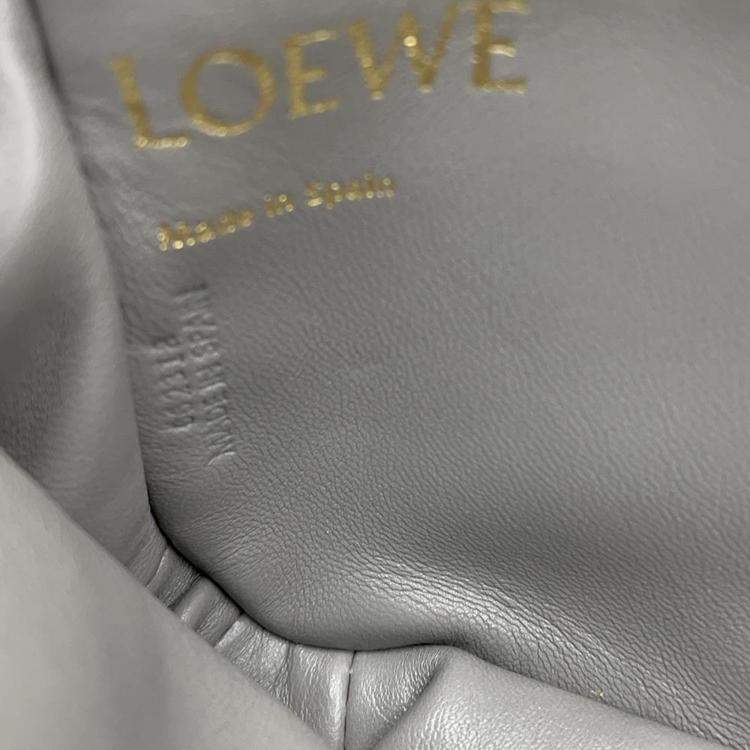 Pre Owned Loewe Pearl Grey Lambskin Goya Puffer Shoulder Bag 