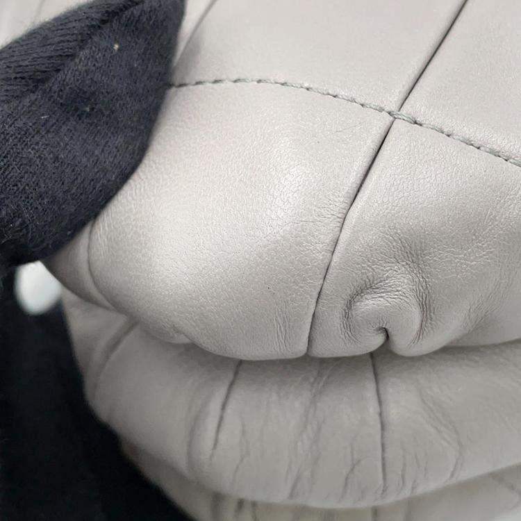 Pre Owned Loewe Pearl Grey Lambskin Goya Puffer Shoulder Bag 