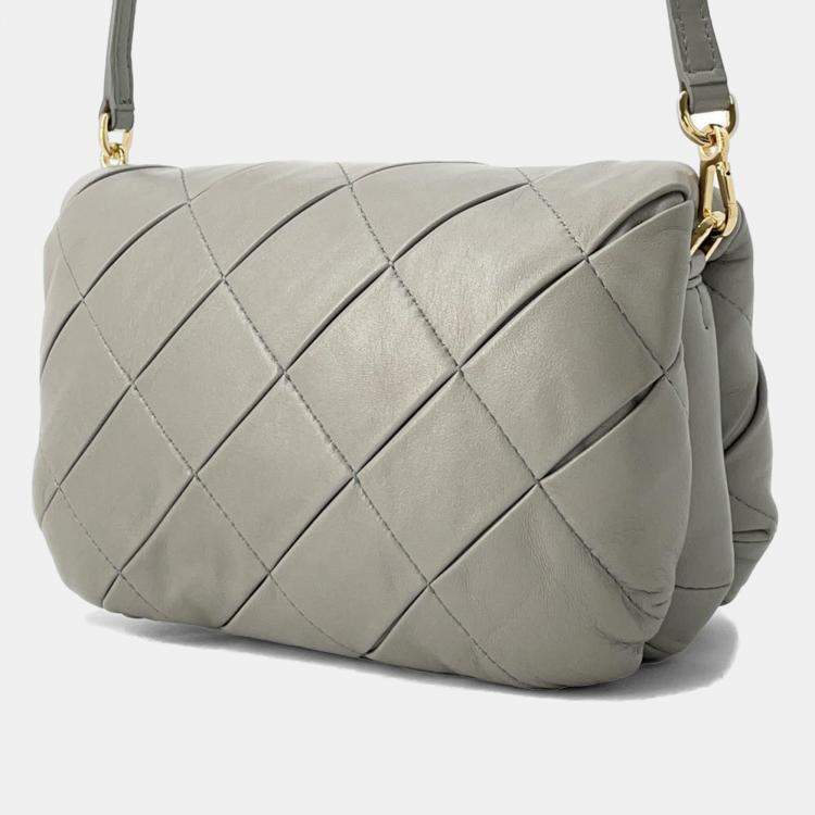 Pre Owned Loewe Pearl Grey Lambskin Goya Puffer Shoulder Bag 