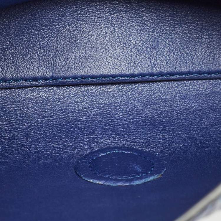 Pre Owned Loewe Blue Logo Embossed Leather Avenue Shoulder Bag