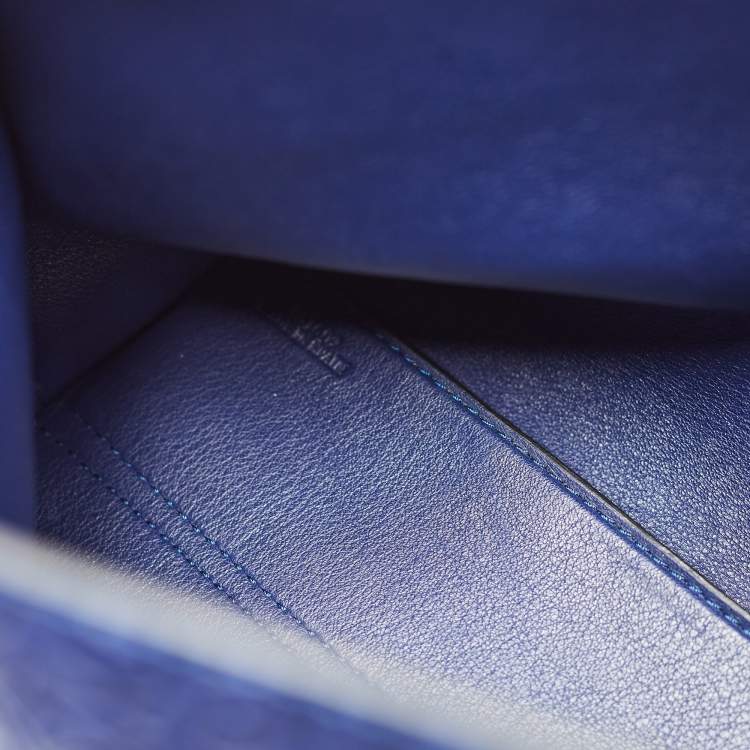 Pre Owned Loewe Blue Logo Embossed Leather Avenue Shoulder Bag