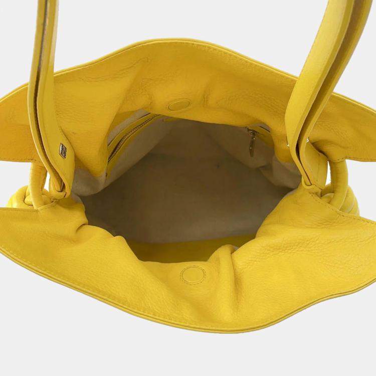 Pre Owned Loewe  Yellow Leather Medium Flamenco Shoulder Bag