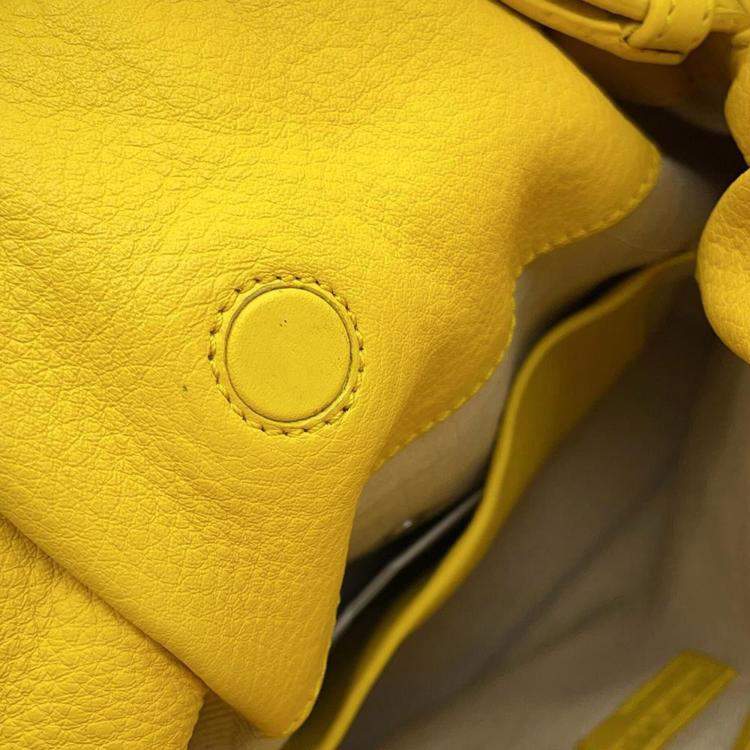 Pre Owned Loewe  Yellow Leather Medium Flamenco Shoulder Bag