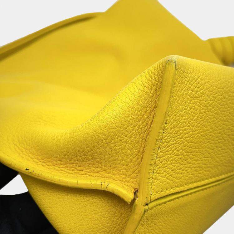Pre Owned Loewe  Yellow Leather Medium Flamenco Shoulder Bag