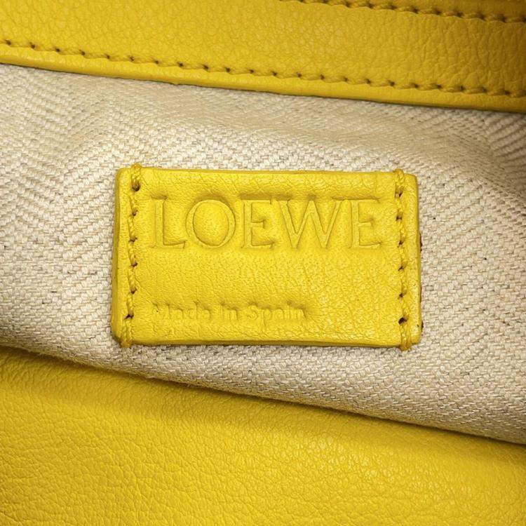 Pre Owned Loewe  Yellow Leather Medium Flamenco Shoulder Bag