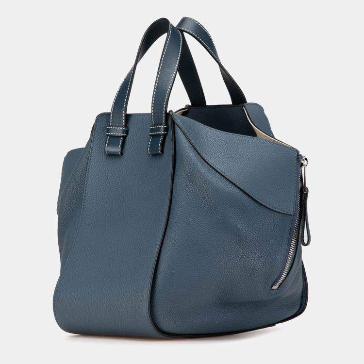 Pre Owned Loewe Blue Small Leather Hammock Bag