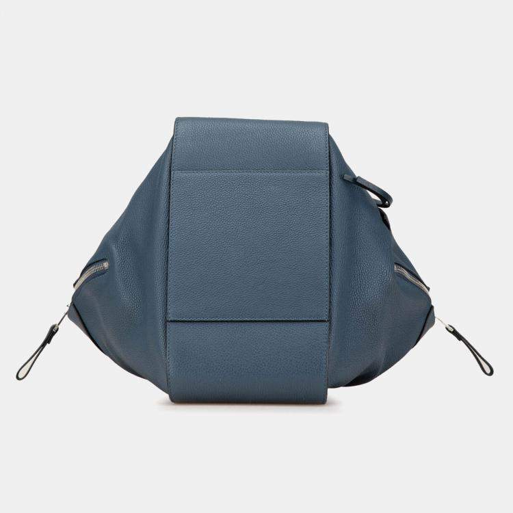 Pre Owned Loewe Blue Small Leather Hammock Bag