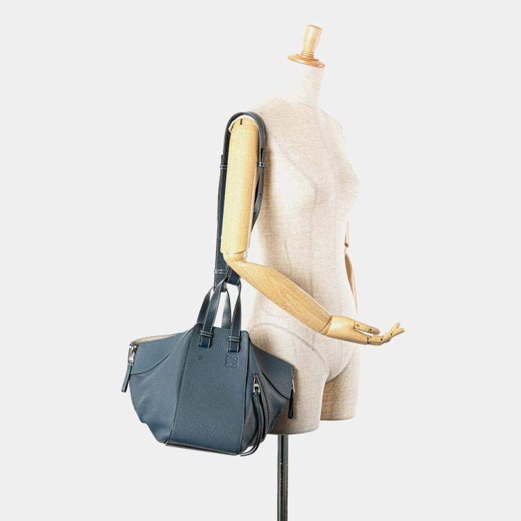 Pre Owned Loewe Blue Small Leather Hammock Bag
