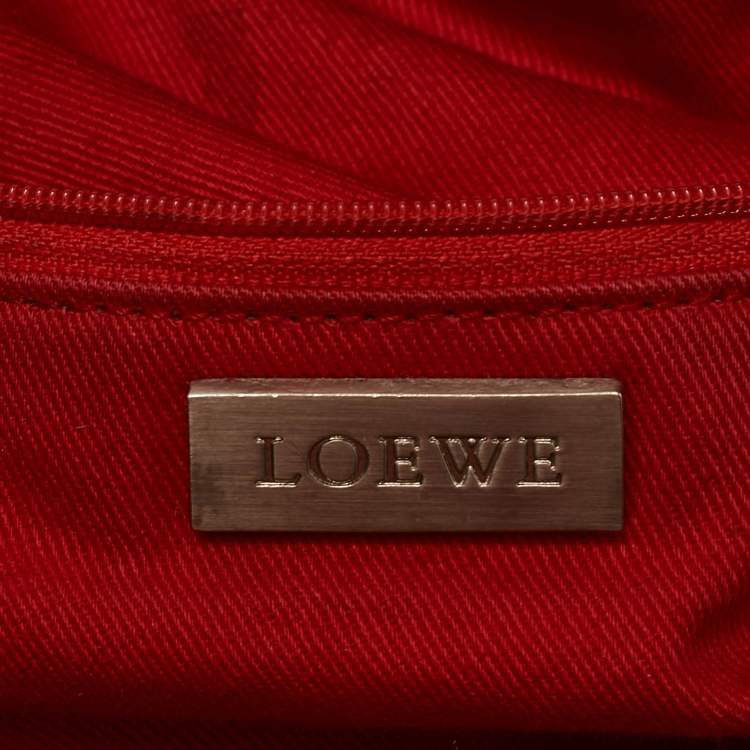 Pre Owned Loewe Black Suede Braided Chain Pocket Tote 