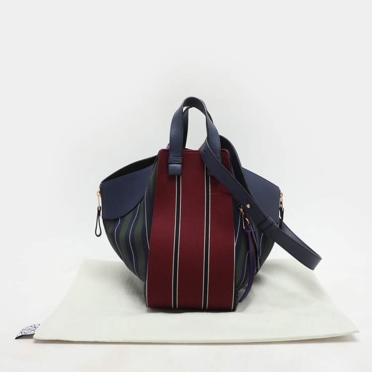 Pre Owned Loewe Multicolor Striped Canvas and Leather Small Hammock Shoulder Bag