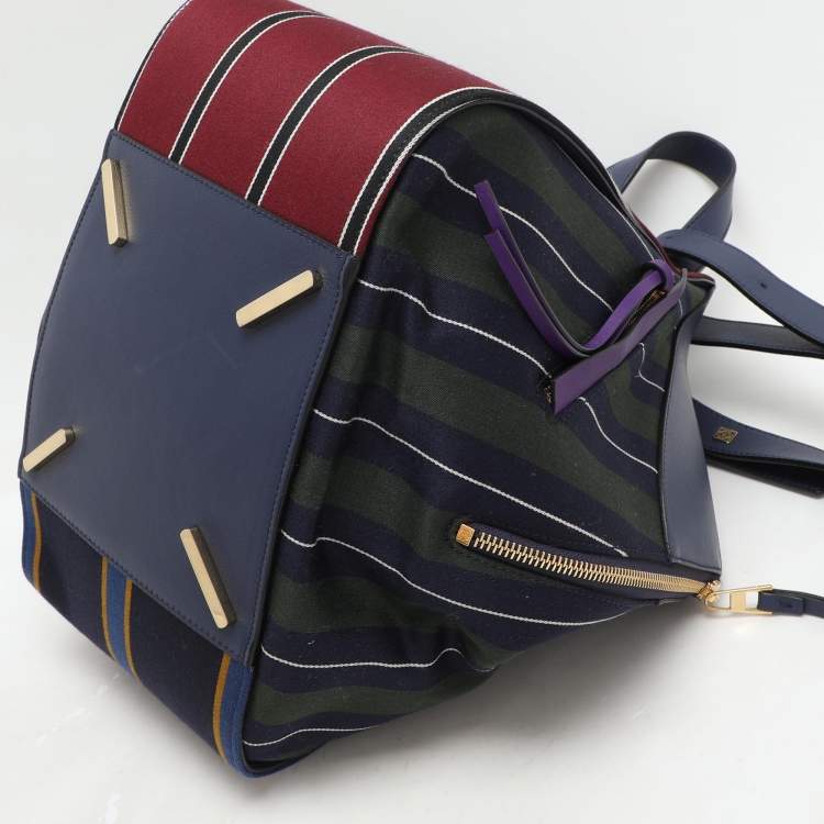Pre Owned Loewe Multicolor Striped Canvas and Leather Small Hammock Shoulder Bag