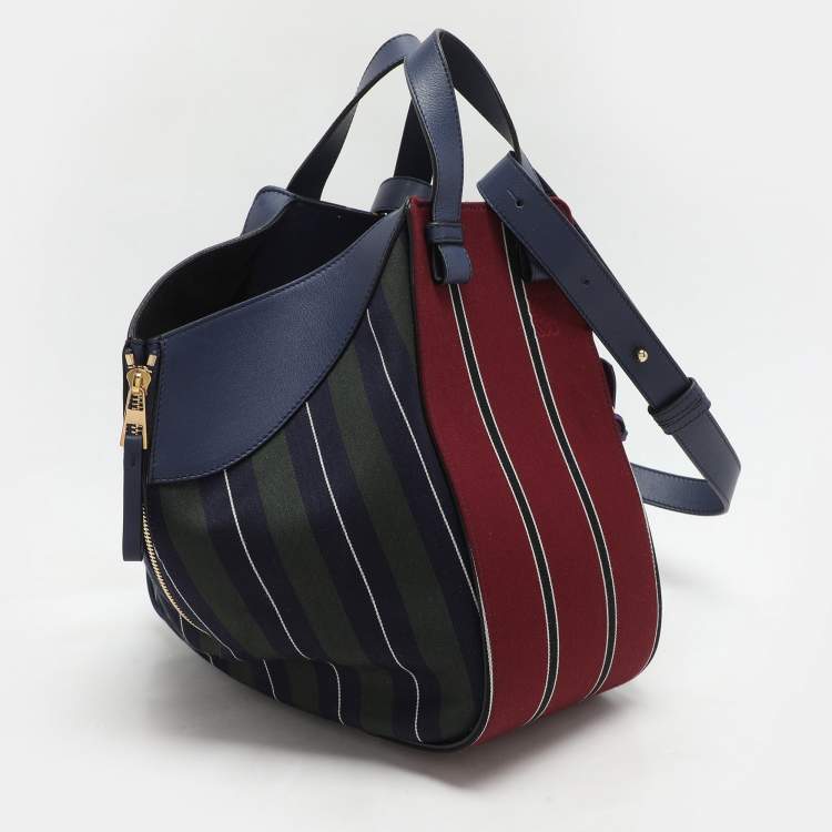 Pre Owned Loewe Multicolor Striped Canvas and Leather Small Hammock Shoulder Bag