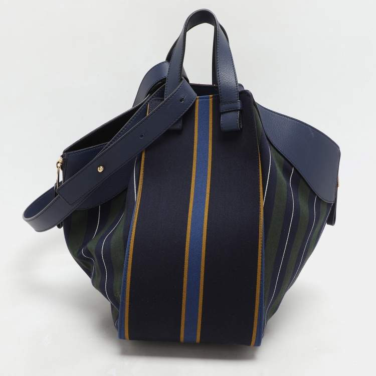 Pre Owned Loewe Multicolor Striped Canvas and Leather Small Hammock Shoulder Bag