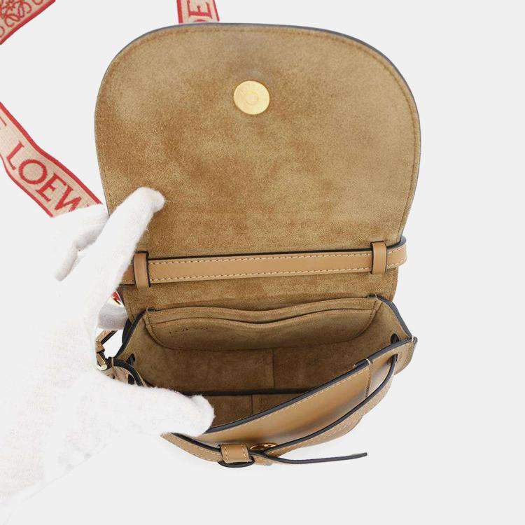 Pre Owned Loewe Brown Leather Mini Gate Dual Bag