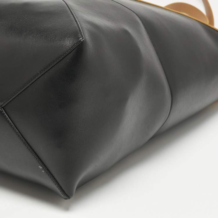 Pre Owned Loewe Black/Brown Leather Puzzle Fold Tote