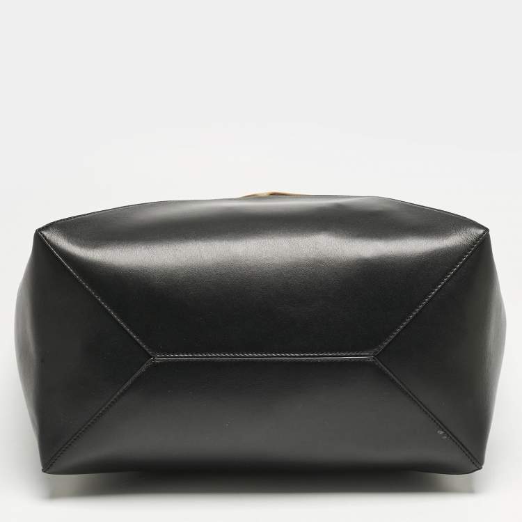 Pre Owned Loewe Black/Brown Leather Puzzle Fold Tote