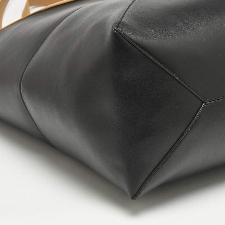 Pre Owned Loewe Black/Brown Leather Puzzle Fold Tote