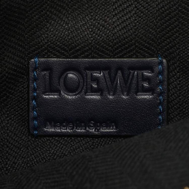 Pre Owned Loewe Navy Blue Leather Repeat Anagram T Pouch Crossbody Bag