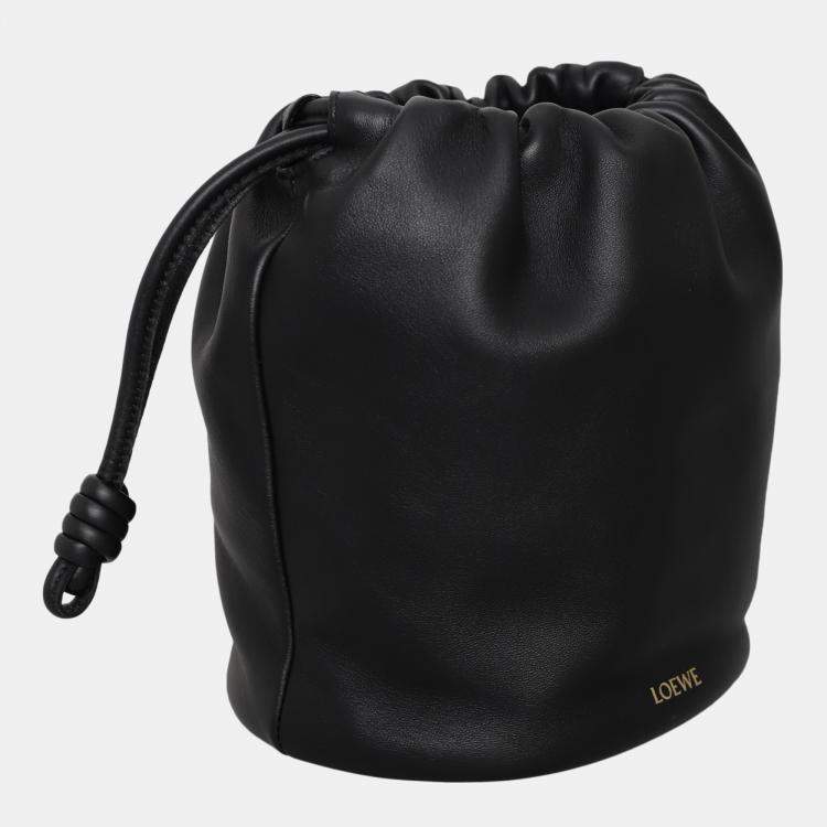 Pre Owned Loewe Black Leather Flamenco Small Bucket Bag