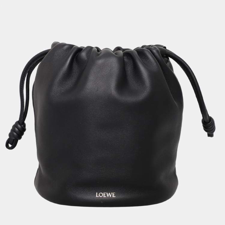Pre Owned Loewe Black Leather Flamenco Small Bucket Bag