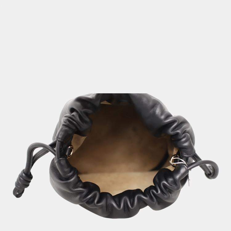 Pre Owned Loewe Black Leather Flamenco Small Bucket Bag