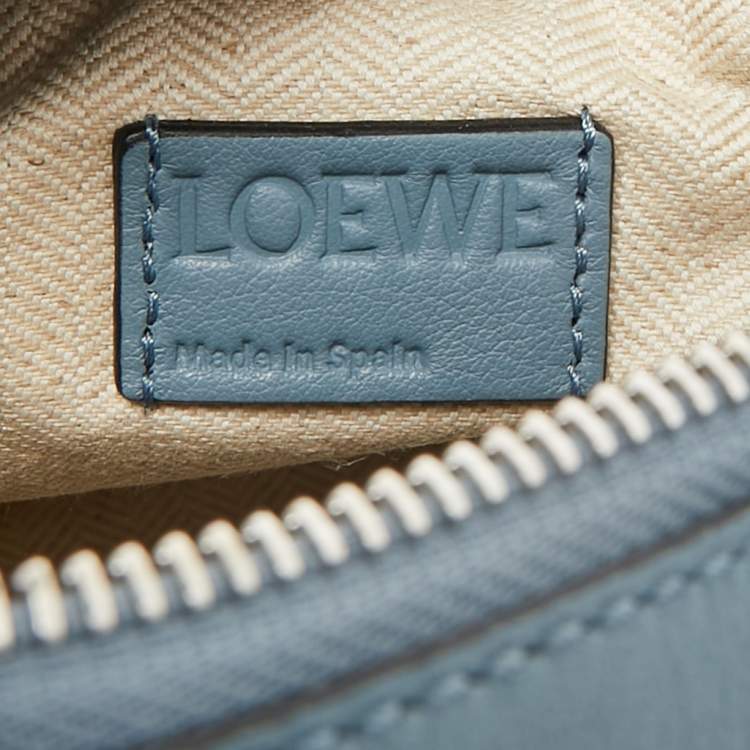 Pre Owned Loewe Light Blue Leather Small Puzzle Shoulder Bag