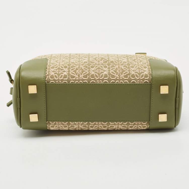 Pre Owned Loewe Military Green Jacquard Canvas and Leather Amazona 23 Bag