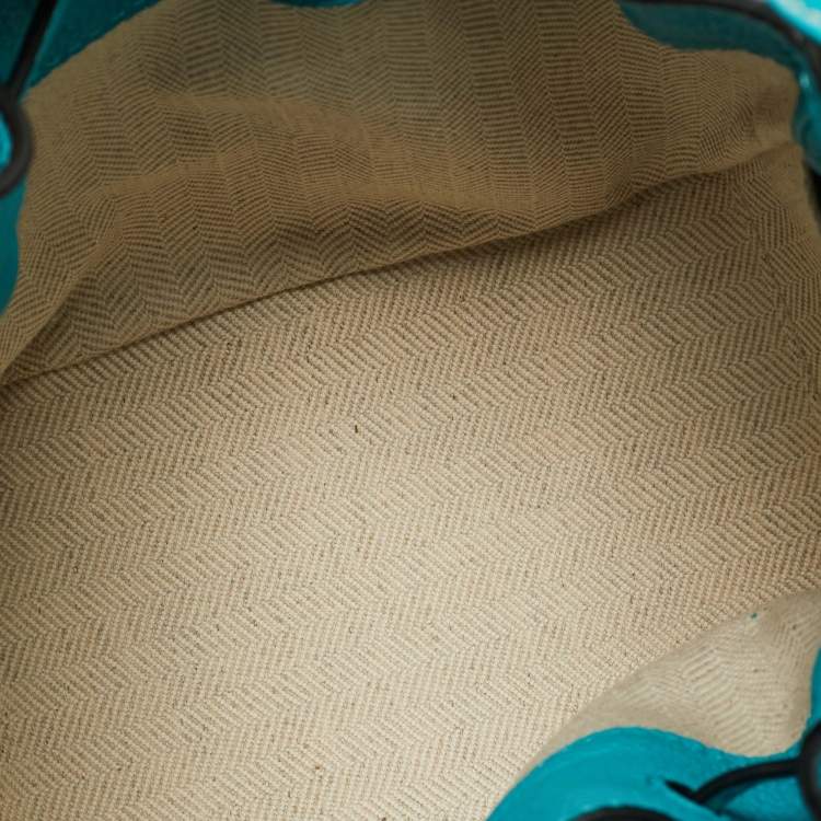 Pre Owned Loewe Teal Green Leather Mini Hammock Drawstring Bag