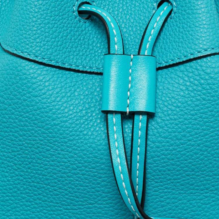 Pre Owned Loewe Teal Green Leather Mini Hammock Drawstring Bag