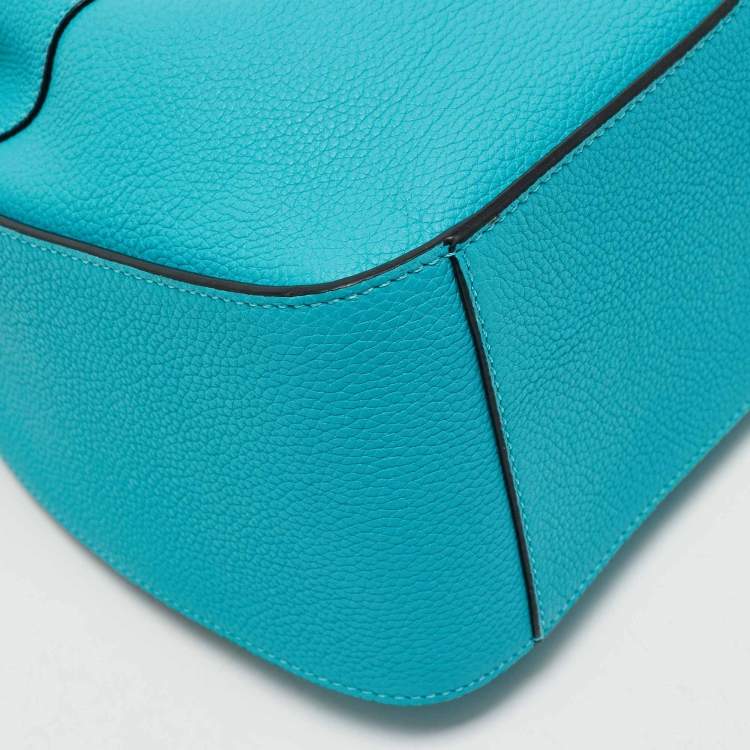 Pre Owned Loewe Teal Green Leather Mini Hammock Drawstring Bag