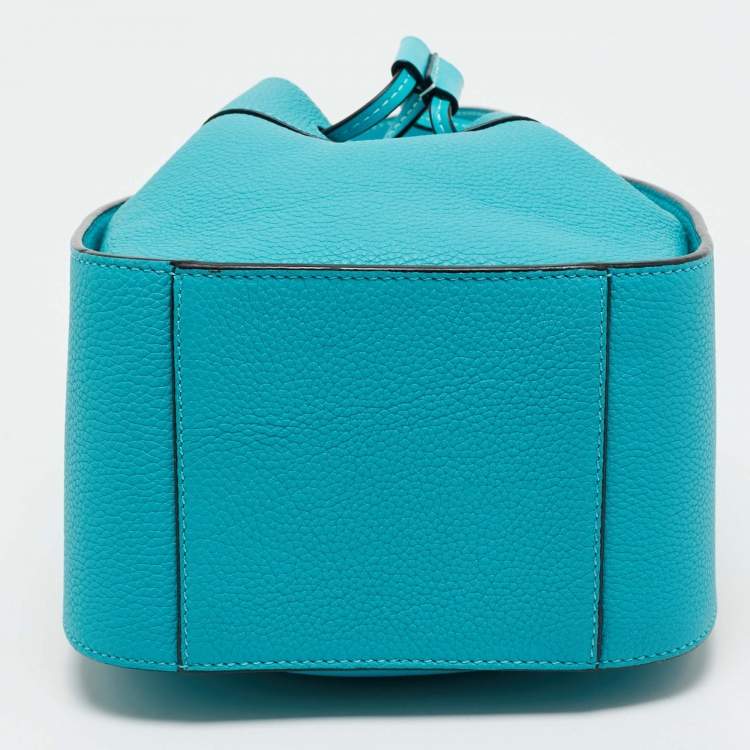 Pre Owned Loewe Teal Green Leather Mini Hammock Drawstring Bag