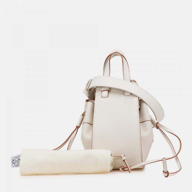 Pre Owned Loewe White Mini Grained Calfskin Hammock Bag