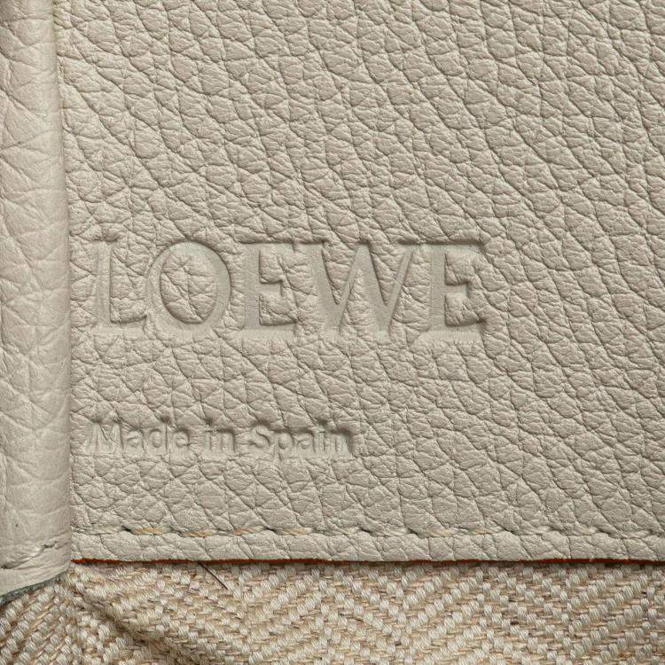 Pre Owned Loewe White Mini Grained Calfskin Hammock Bag