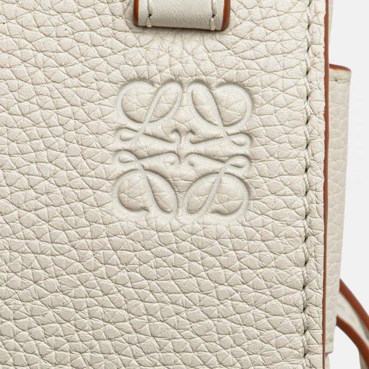 Pre Owned Loewe White Mini Grained Calfskin Hammock Bag