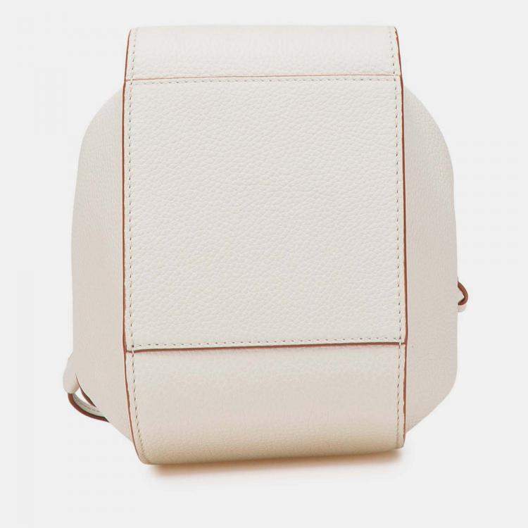 Pre Owned Loewe White Mini Grained Calfskin Hammock Bag