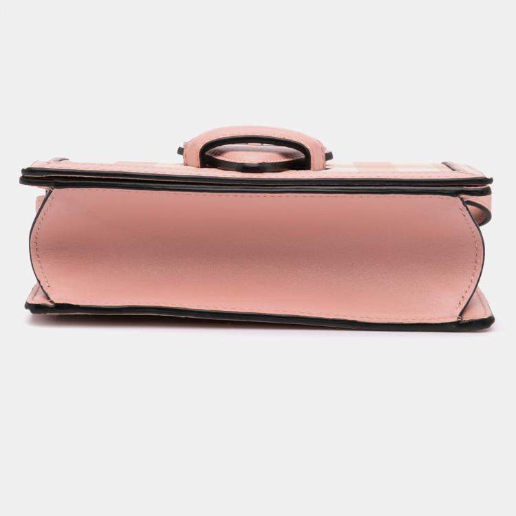 Pre Owned Loewe Pink Small Leather Gingham Barcelona Crossbody Shoulder Bag