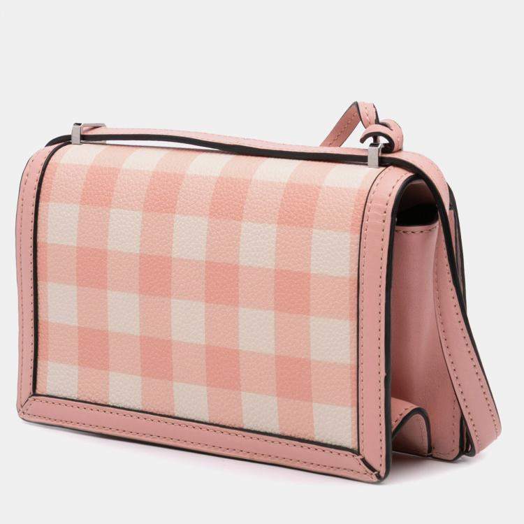 Pre Owned Loewe Pink Small Leather Gingham Barcelona Crossbody Shoulder Bag