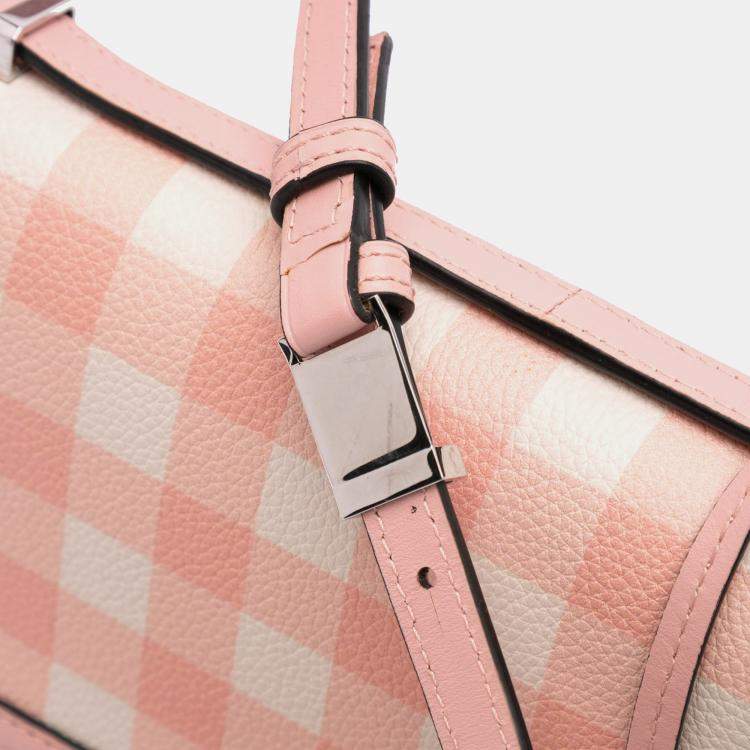 Pre Owned Loewe Pink Small Leather Gingham Barcelona Crossbody Shoulder Bag