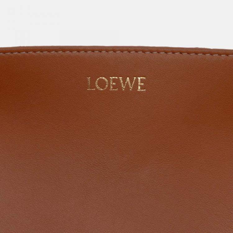 Pre Owned Loewe Brown Medium Shiny Calfskin Puzzle Fold Tote