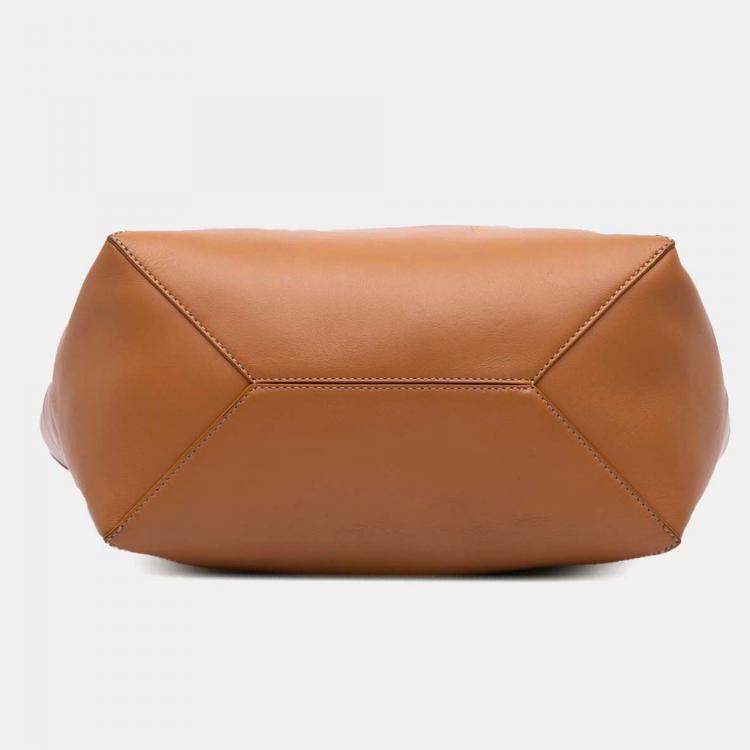 Pre Owned Loewe Brown Medium Shiny Calfskin Puzzle Fold Tote