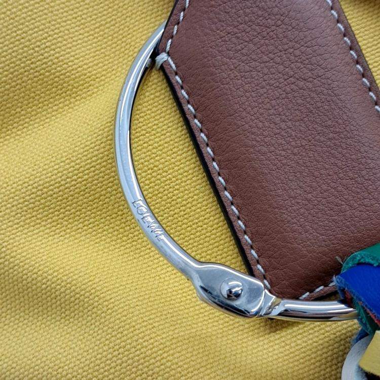 Pre Owned Loewe Brown Yellow Canvas and Leather Loewe Brown Yellow Fabric tote bag