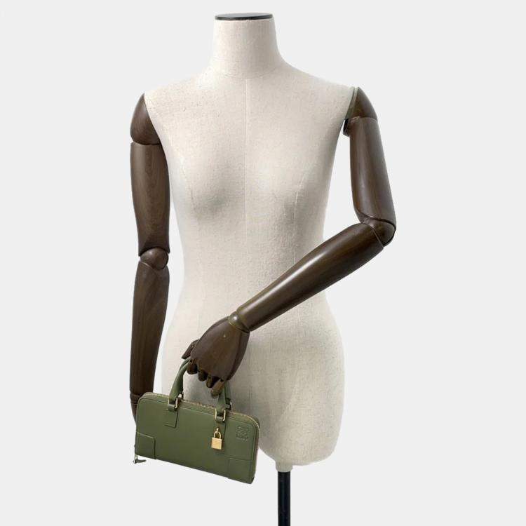 Pre Owned Loewe Amazona Green Leather Shoulder Bag