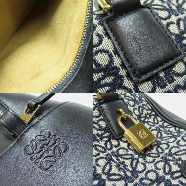Pre Owned Loewe Amazona 19 Black Canvas Shoulder Bag