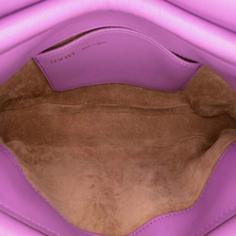 Pre Owned Loewe Purple Shiny Calfskin Paseo Satchel