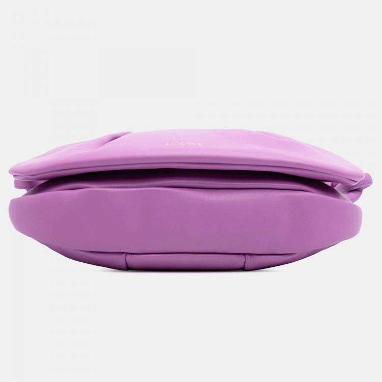 Pre Owned Loewe Purple Shiny Calfskin Paseo Satchel
